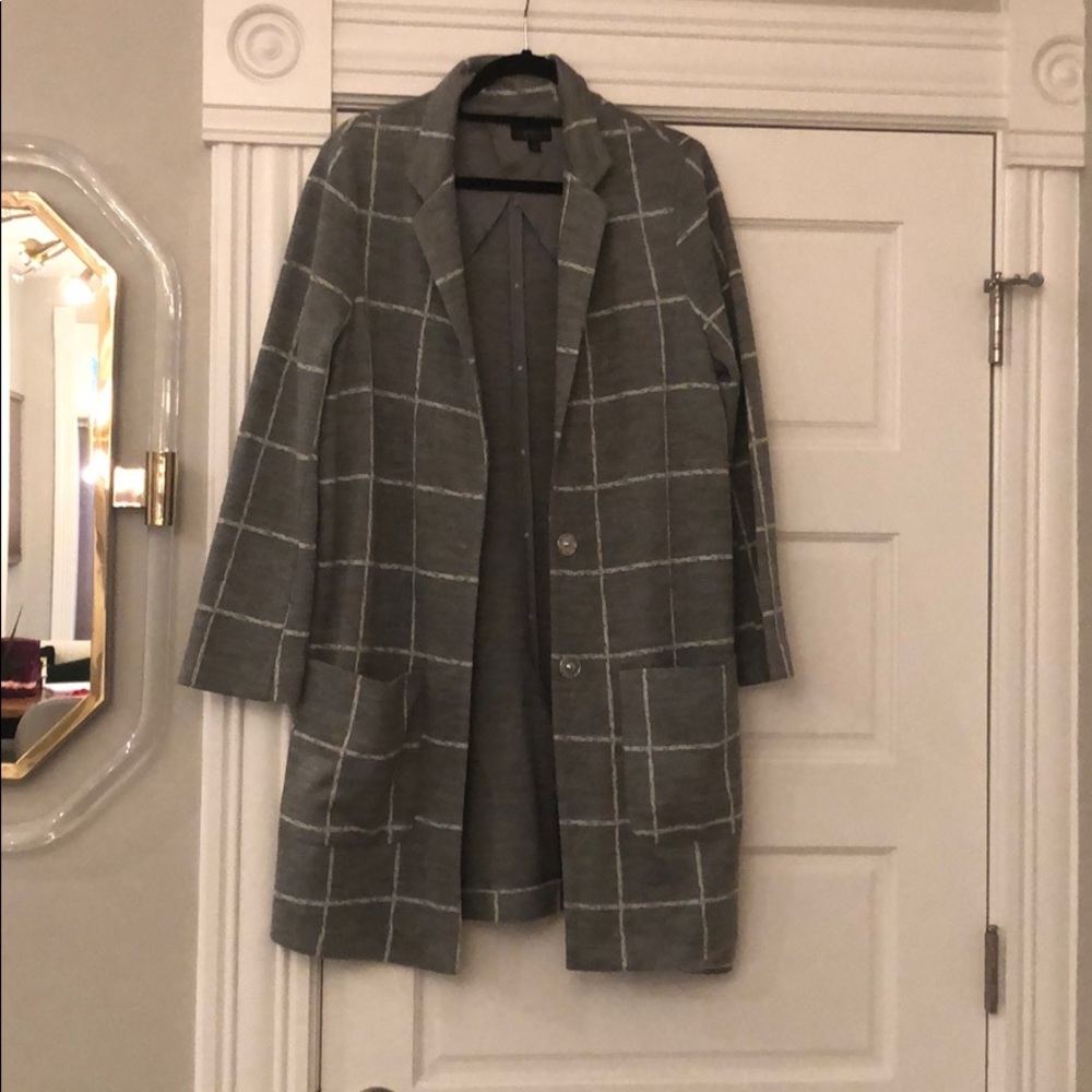 TopShop Grey & White Plaid Coat